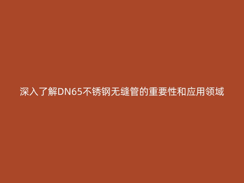 深入了解DN65荣耀官方官网入口无缝管的重要性和应用领域