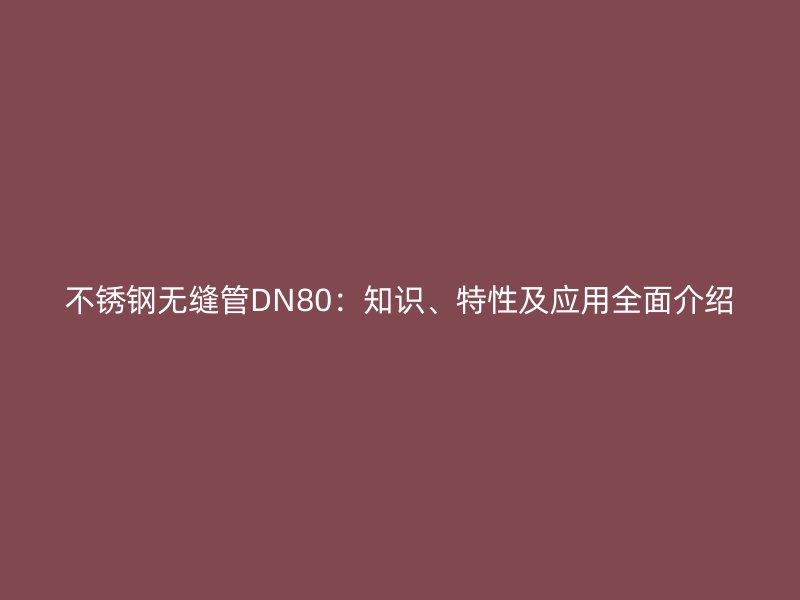 荣耀官方官网入口无缝管DN80：知识、特性及应用全面介绍