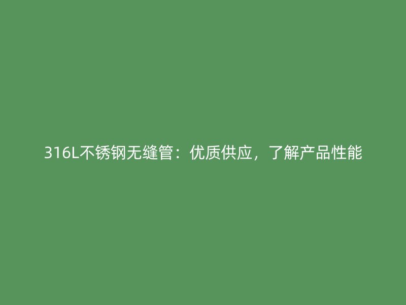 316L荣耀官方官网入口无缝管：优质供应，了解产品性能