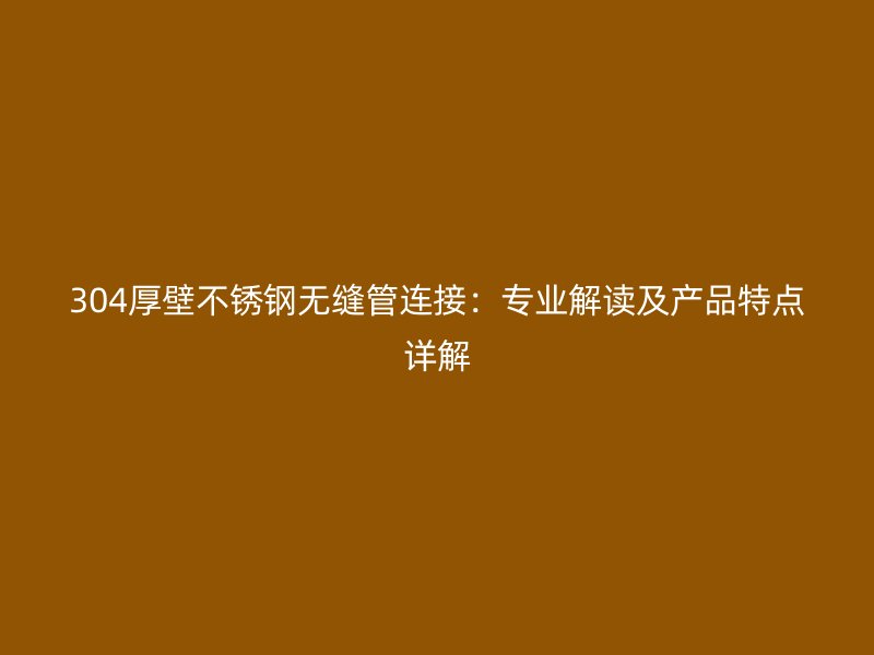 304厚壁荣耀官方官网入口无缝管连接：专业解读及产品特点详解