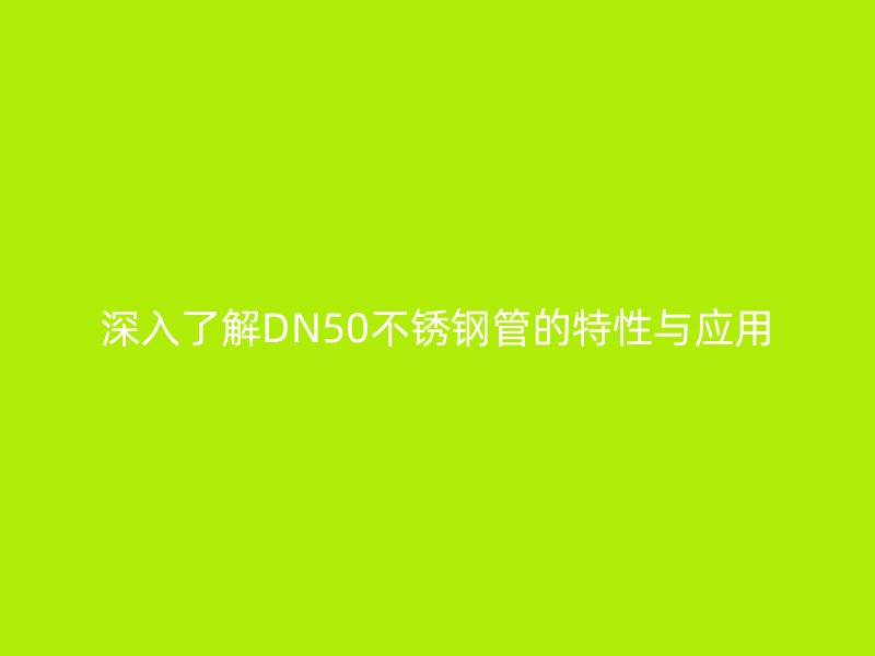 深入了解DN50荣耀官方官网入口管的特性与应用