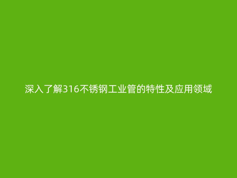深入了解316荣耀官方官网入口工业管的特性及应用领域