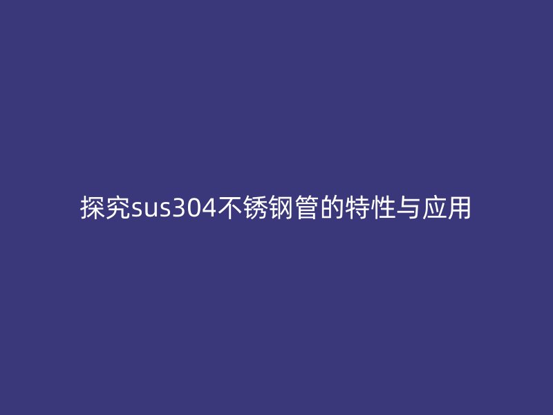 探究sus304荣耀官方官网入口管的特性与应用