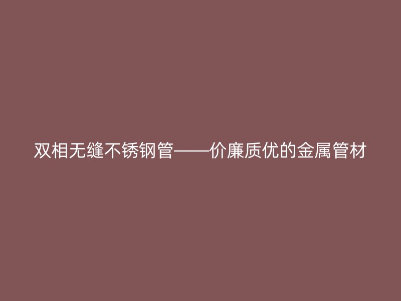 双相无缝荣耀官方官网入口管——价廉质优的金属管材