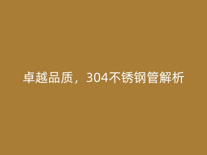 卓越品质，304荣耀官方官网入口管解析