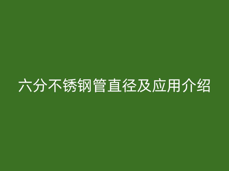 六分荣耀官方官网入口管直径及应用介绍