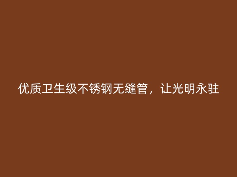 优质卫生级荣耀官方官网入口无缝管，让光明永驻