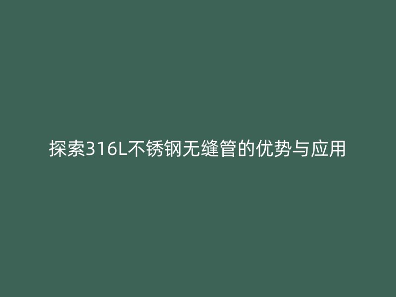 探索316L荣耀官方官网入口无缝管的优势与应用