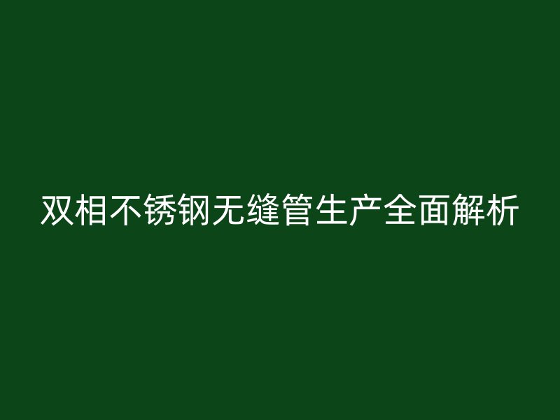 双相荣耀官方官网入口无缝管生产全面解析
