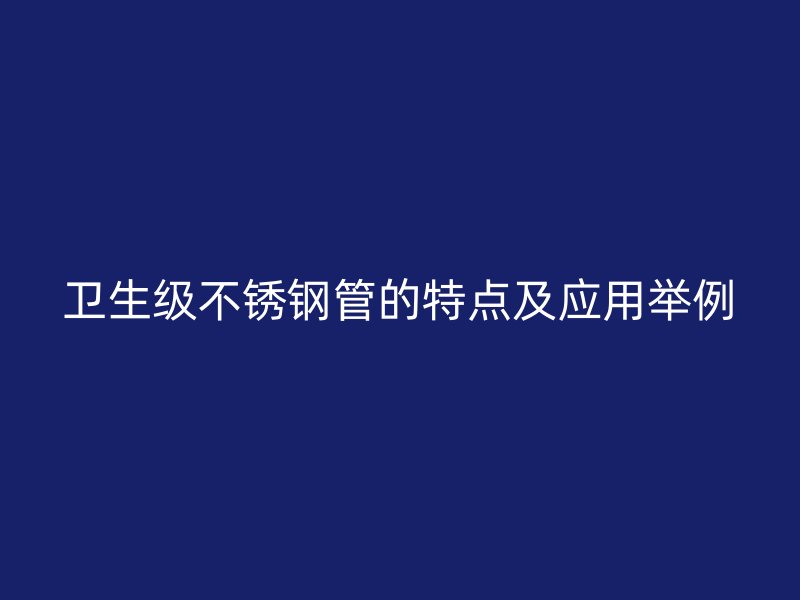 卫生级荣耀官方官网入口管的特点及应用举例
