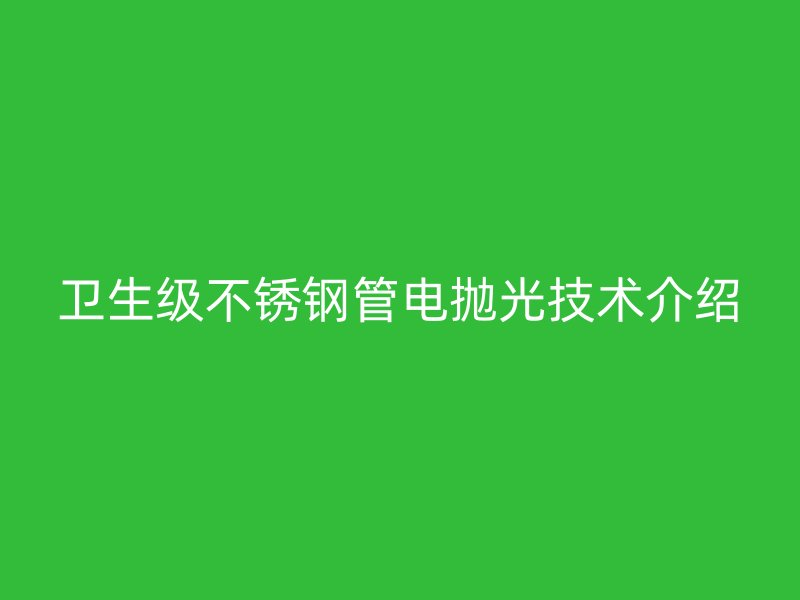 卫生级荣耀官方官网入口管电抛光技术介绍