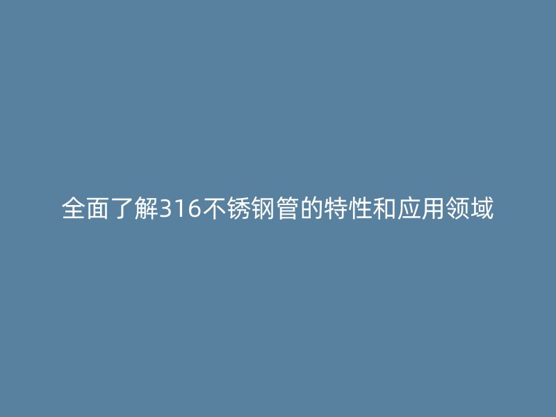全面了解316荣耀官方官网入口管的特性和应用领域