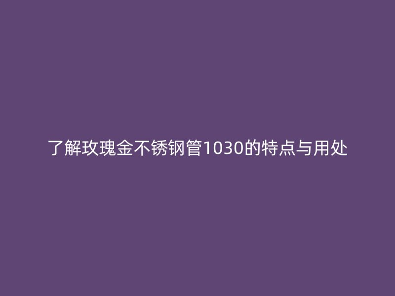 了解玫瑰金荣耀官方官网入口管1030的特点与用处
