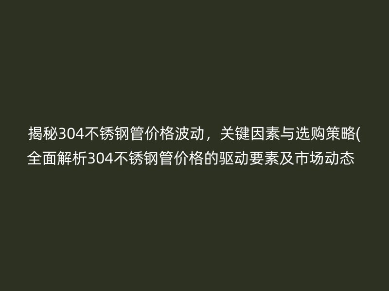 揭秘304荣耀官方官网入口管价格波动，关键因素与选购策略(全面解析304荣耀官方官网入口管价格的驱动要素及市场动态  )