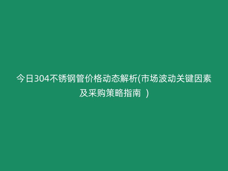 今日304荣耀官方官网入口管价格动态解析(市场波动关键因素及采购策略指南  )