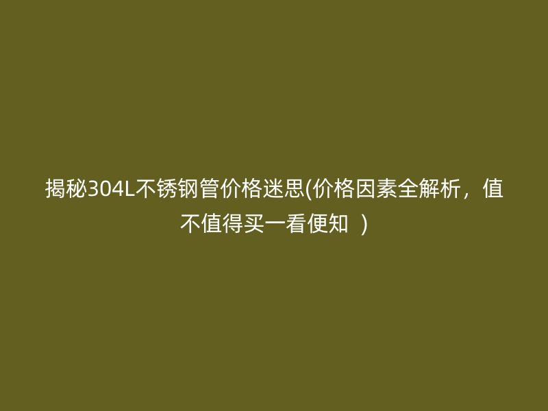 揭秘304L荣耀官方官网入口管价格迷思(价格因素全解析，值不值得买一看便知  )