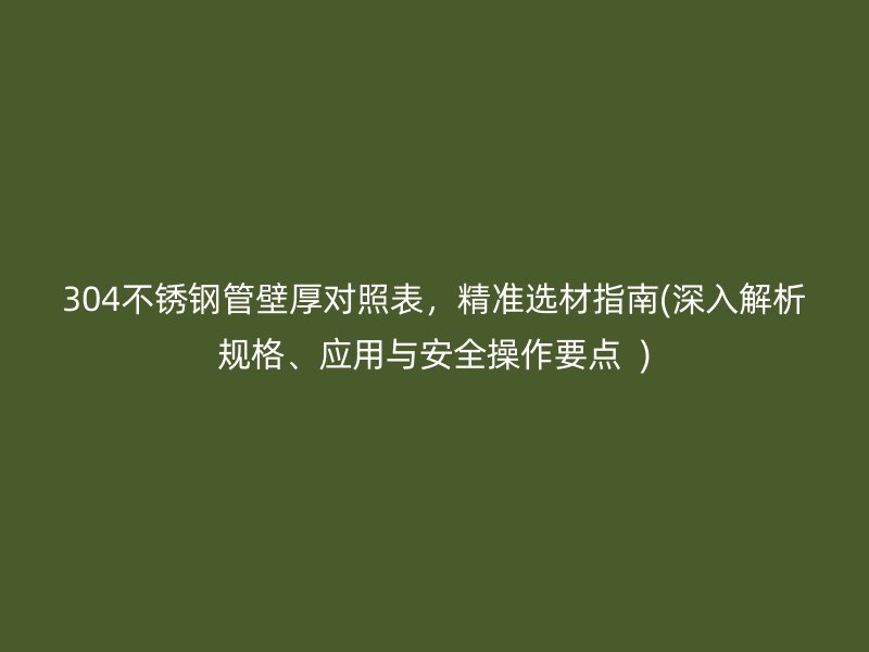 304荣耀官方官网入口管壁厚对照表，精准选材指南(深入解析规格、应用与安全操作要点  )