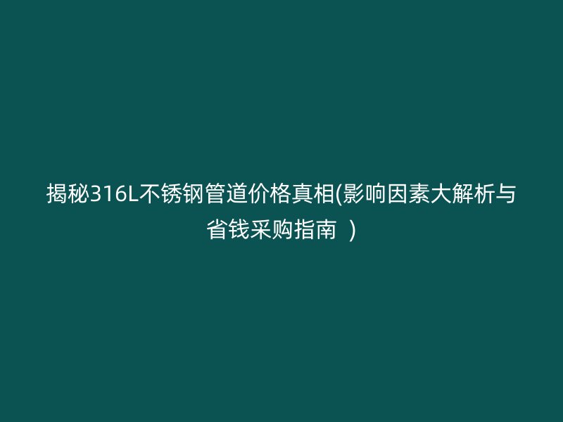 揭秘316L荣耀官方官网入口管道价格真相(影响因素大解析与省钱采购指南  )