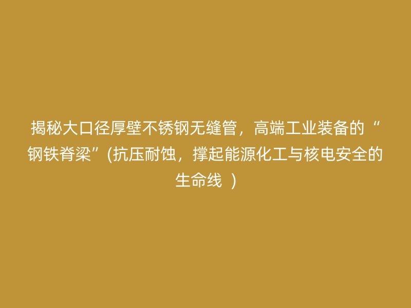 揭秘大口径厚壁荣耀官方官网入口无缝管，高端工业装备的“钢铁脊梁”(抗压耐蚀，撑起能源化工与核电安全的生命线  )