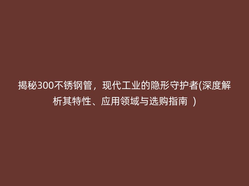 揭秘300荣耀官方官网入口管，现代工业的隐形守护者(深度解析其特性、应用领域与选购指南  )