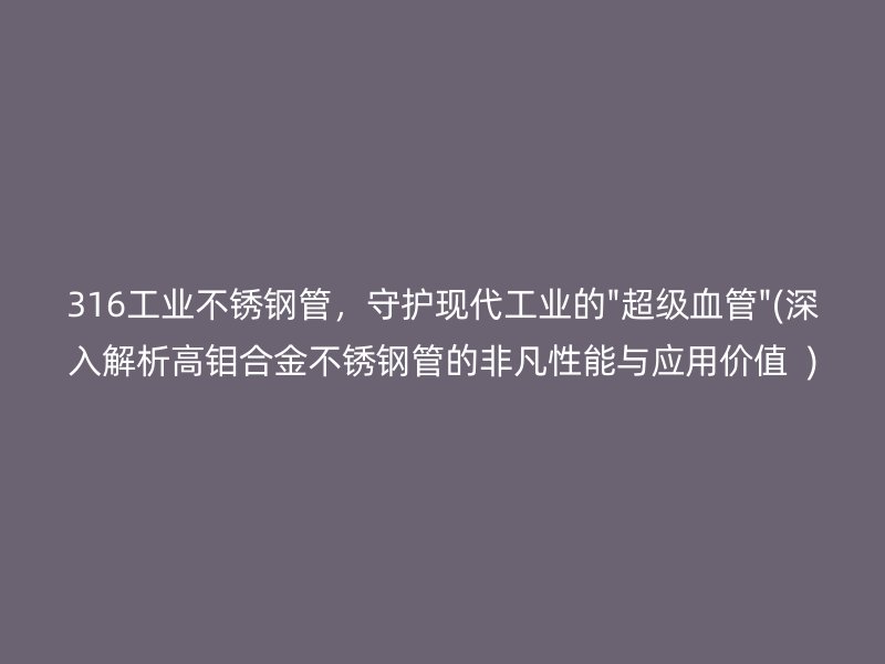 316工业荣耀官方官网入口管，守护现代工业的\