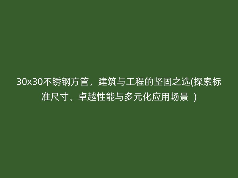 30x30荣耀官方官网入口方管，建筑与工程的坚固之选(探索标准尺寸、卓越性能与多元化应用场景  )