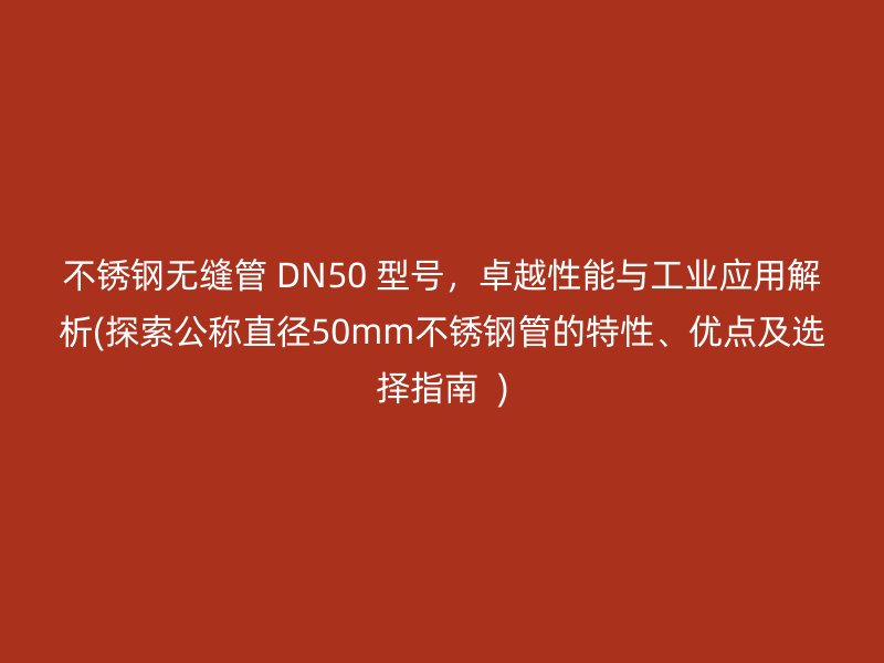 荣耀官方官网入口无缝管 DN50 型号，卓越性能与工业应用解析(探索公称直径50mm荣耀官方官网入口管的特性、优点及选择指南  )