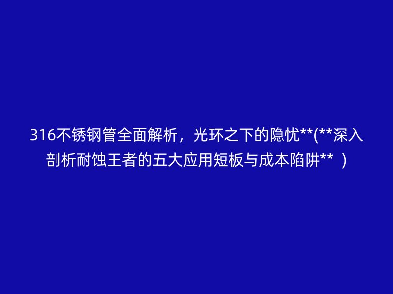 316荣耀官方官网入口管全面解析，光环之下的隐忧**(**深入剖析耐蚀王者的五大应用短板与成本陷阱**  )