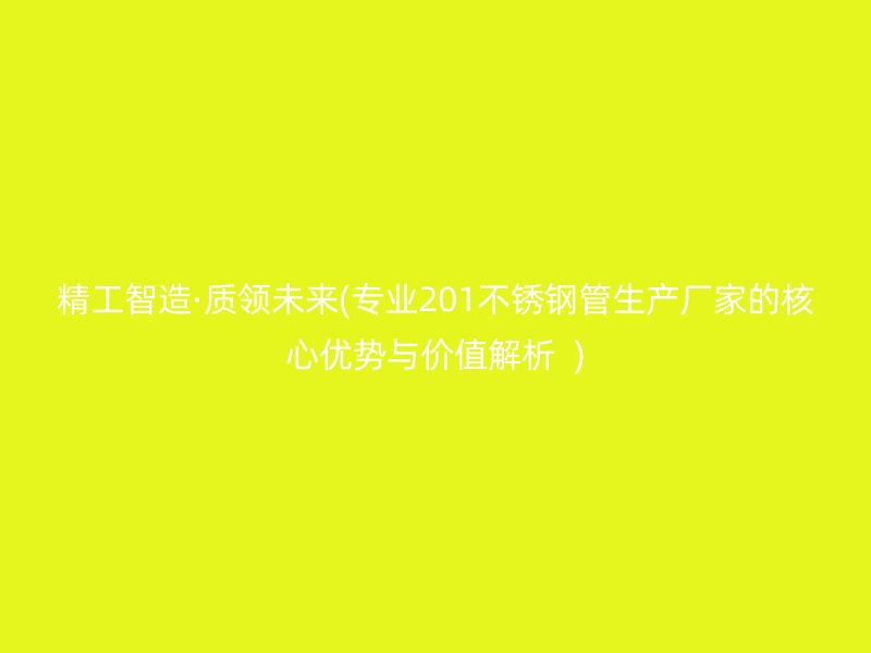 精工智造·质领未来(专业201荣耀官方官网入口管生产厂家的核心优势与价值解析  )