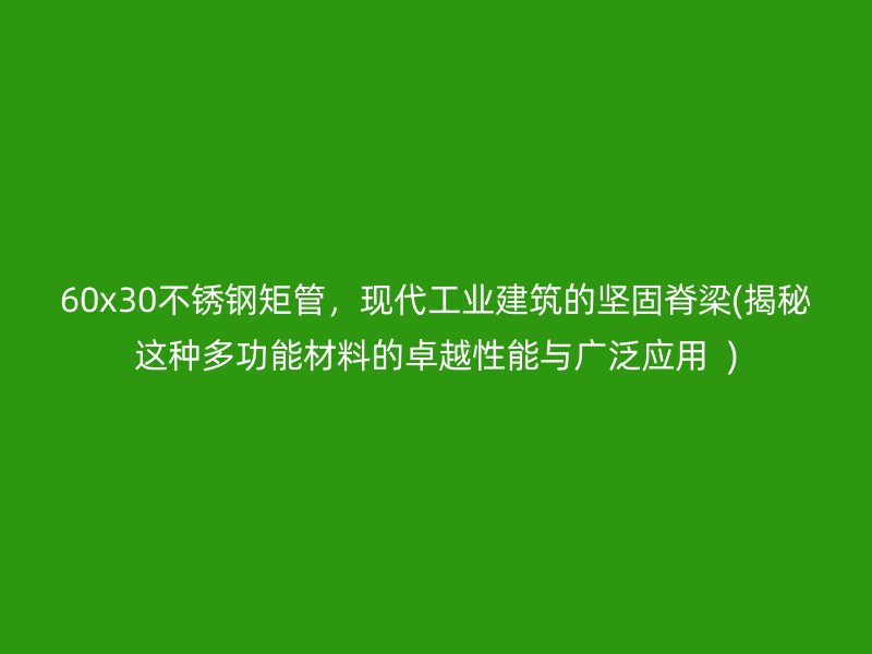 60x30荣耀官方官网入口矩管，现代工业建筑的坚固脊梁(揭秘这种多功能材料的卓越性能与广泛应用  )