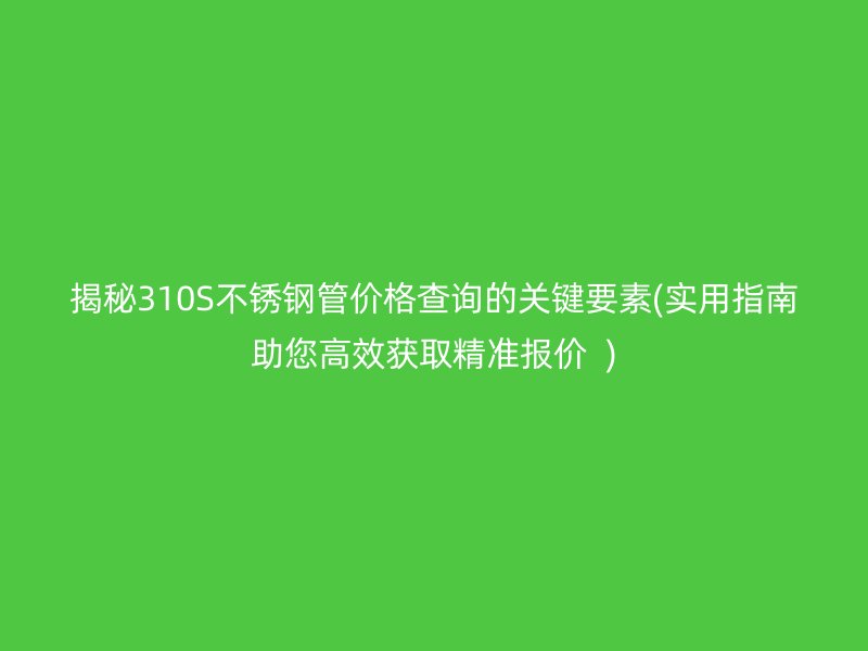 揭秘310S荣耀官方官网入口管价格查询的关键要素(实用指南助您高效获取精准报价  )