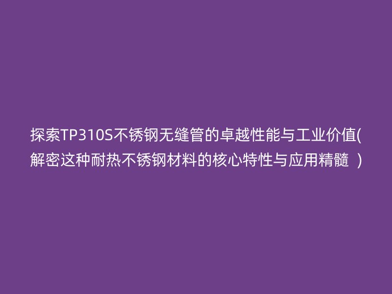 探索TP310S荣耀官方官网入口无缝管的卓越性能与工业价值(解密这种耐热荣耀官方官网入口材料的核心特性与应用精髓  )