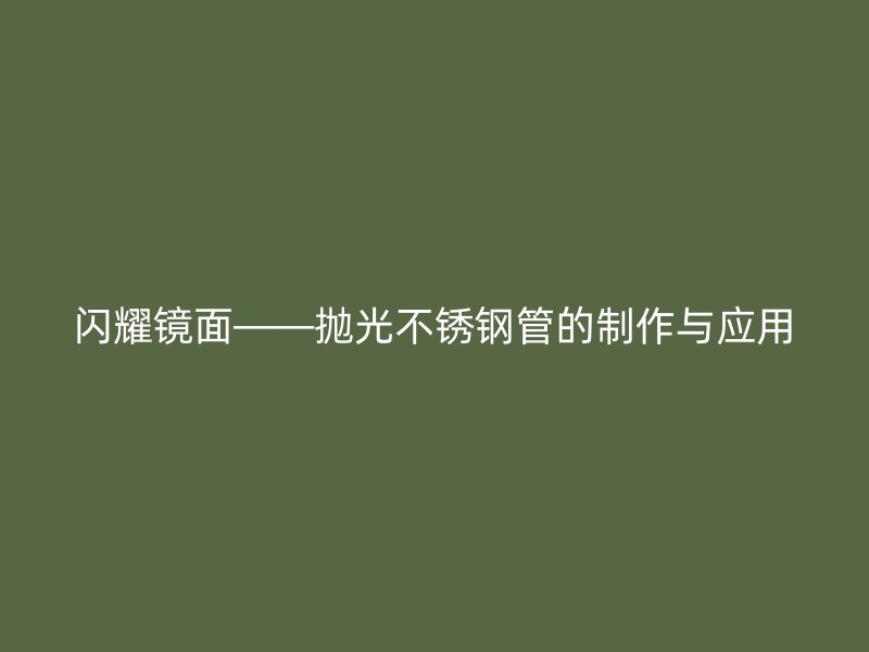 闪耀镜面——抛光荣耀官方官网入口管的制作与应用