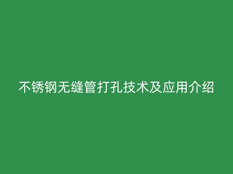 荣耀官方官网入口无缝管打孔技术及应用介绍