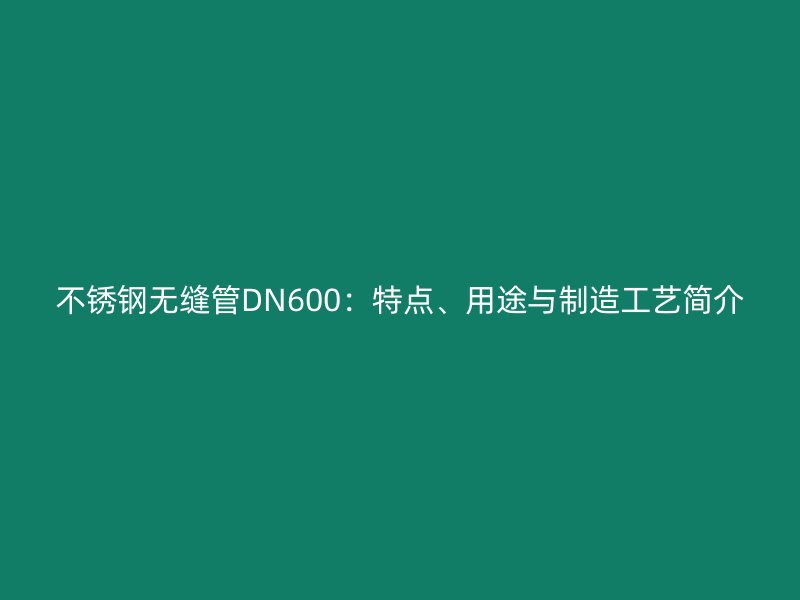 荣耀官方官网入口无缝管DN600：特点、用途与制造工艺简介