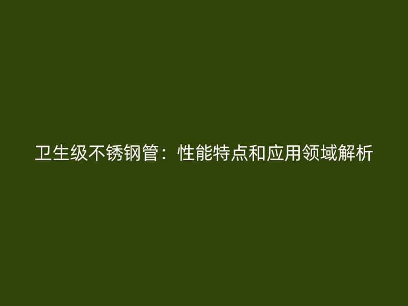 卫生级荣耀官方官网入口管：性能特点和应用领域解析