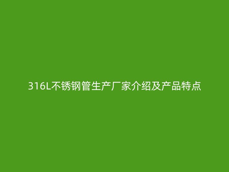 316L荣耀官方官网入口管生产厂家介绍及产品特点