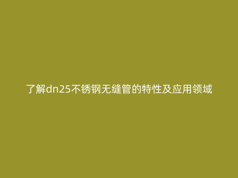 了解dn25荣耀官方官网入口无缝管的特性及应用领域