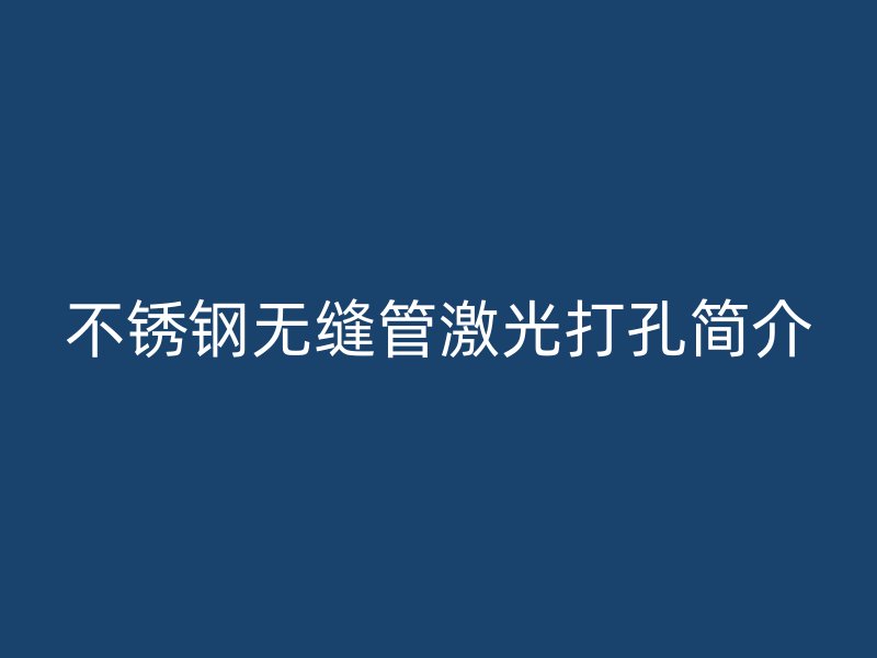 荣耀官方官网入口无缝管激光打孔简介
