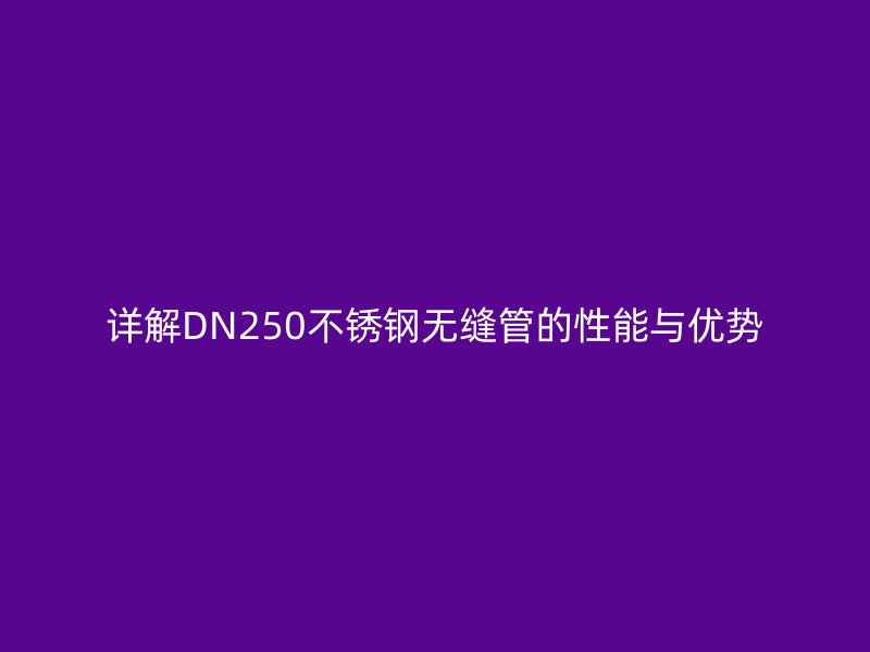 详解DN250荣耀官方官网入口无缝管的性能与优势