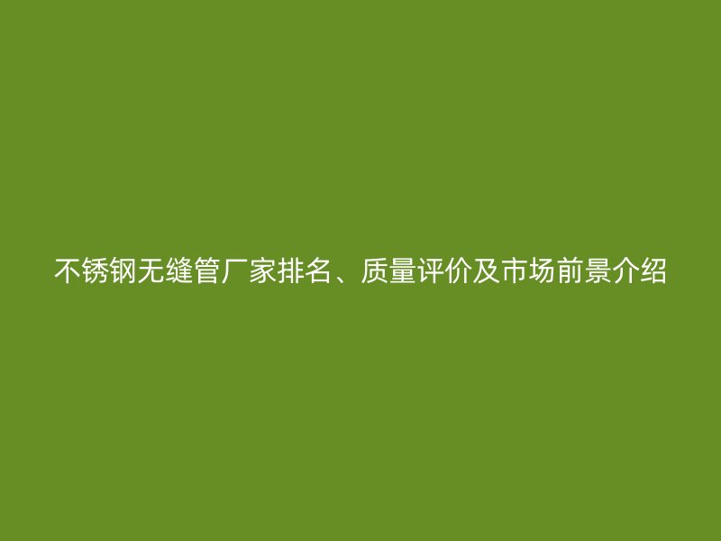 荣耀官方官网入口无缝管厂家排名、质量评价及市场前景介绍