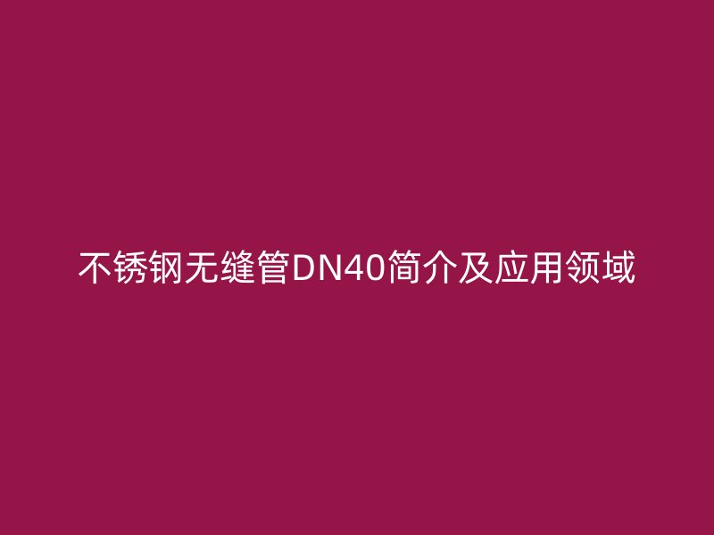 荣耀官方官网入口无缝管DN40简介及应用领域
