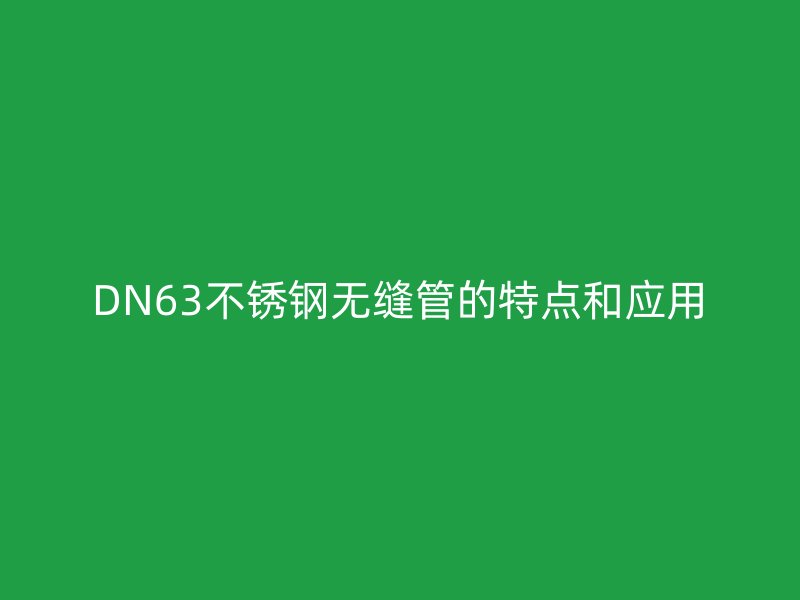 DN63荣耀官方官网入口无缝管的特点和应用
