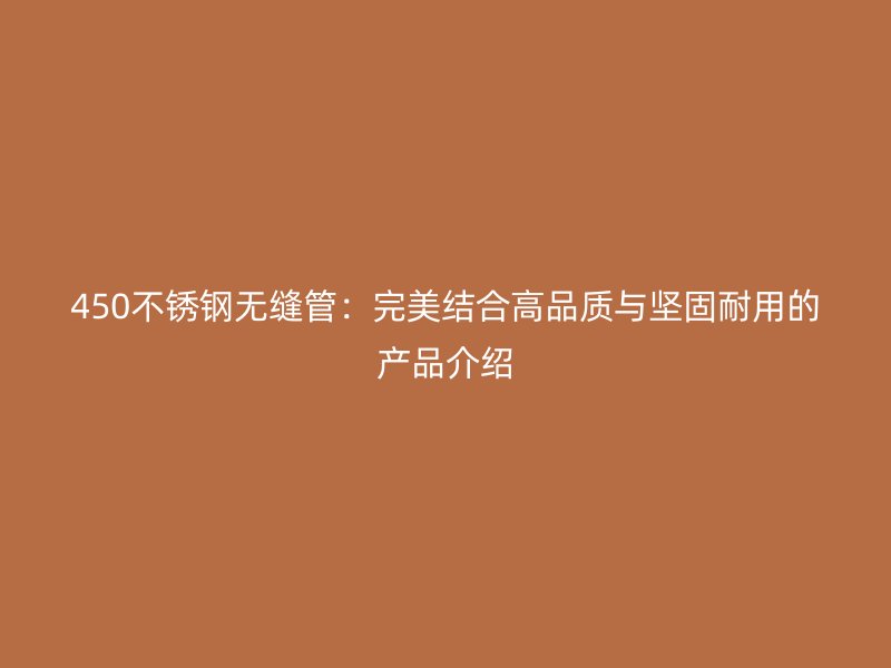 450荣耀官方官网入口无缝管：完美结合高品质与坚固耐用的产品介绍
